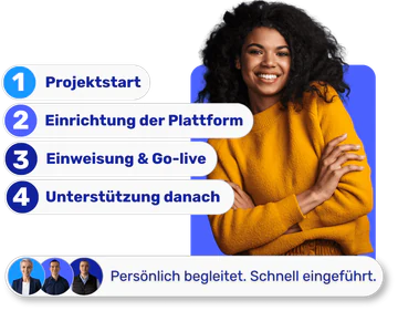 Einführung von AzubiPilot in vier Schritten: Projektstart, Einrichtung der Plattform, Einweisung & Go-live, Unterstützung danach